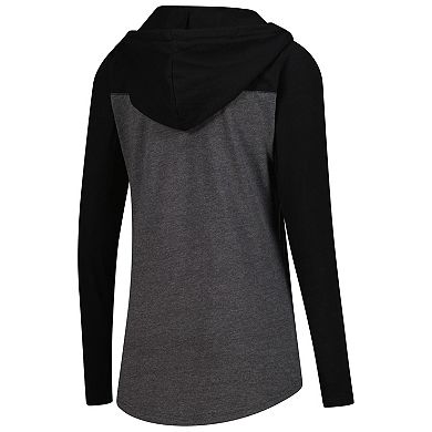 Women's Heather Charcoal UCF Knights Knockout Color Block Hooded V-Neck Long Sleeve T-Shirt