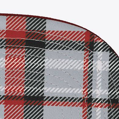 Men's Mitchell & Ness Gray/Red Wisconsin Badgers Plaid OG Snapback Hat