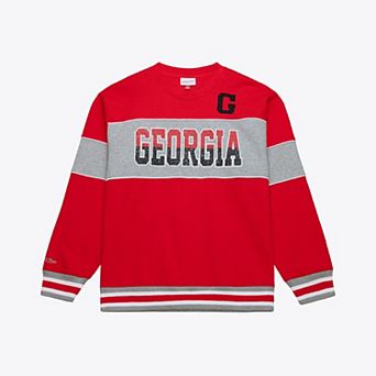 Men's Mitchell & Ness Red Georgia Bulldogs Fleece Sweatshirt
