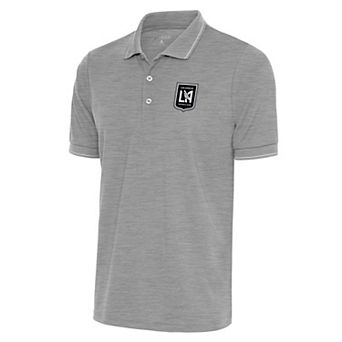 Men's Antigua Heather Gray LAFC Brushed Metallic Logo Solid Pique Polo