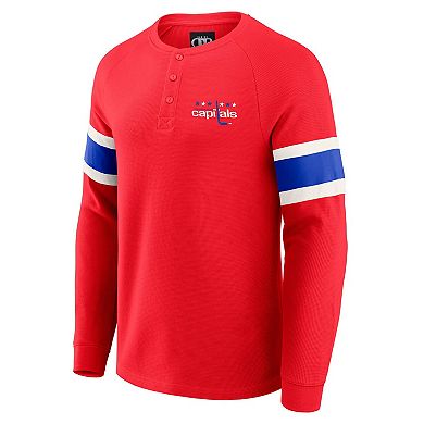 Men's Darius Rucker Collection by Fanatics Red Washington Capitals Waffle-Knit Raglan Long Sleeve Henley T-Shirt