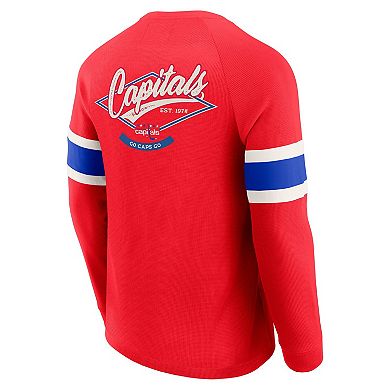 Men's Darius Rucker Collection by Fanatics Red Washington Capitals Waffle-Knit Raglan Long Sleeve Henley T-Shirt