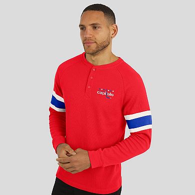 Men's Darius Rucker Collection by Fanatics Red Washington Capitals Waffle-Knit Raglan Long Sleeve Henley T-Shirt