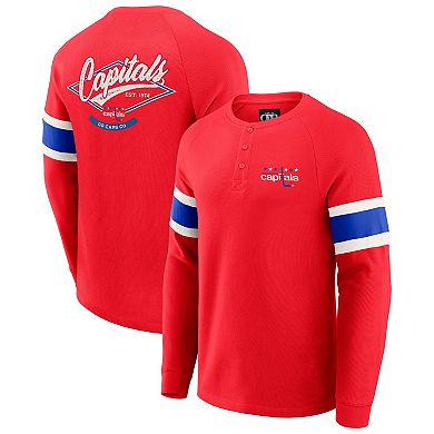 Men's Darius Rucker Collection by Fanatics Red Washington Capitals Waffle-Knit Raglan Long Sleeve Henley T-Shirt