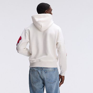 Fanatics Oatmeal Buffalo Bills IconicFleece Letterman Hoodie