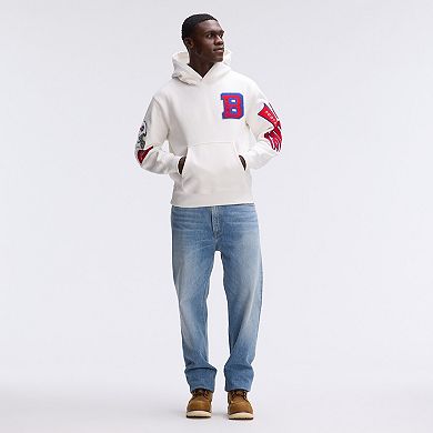 Fanatics Oatmeal Buffalo Bills IconicFleece Letterman Hoodie