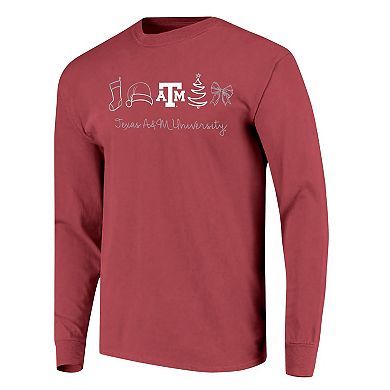 Women's Maroon Texas A&M Aggies Christmas Elements Comfort Colors Long Sleeve T-Shirt