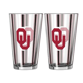 Logo Brands Oklahoma Sooners Two-Piece 16oz. Striped Pint Glass Set