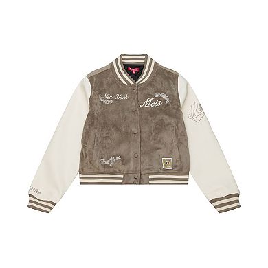 Women's Mitchell & Ness Brown New York Mets Cooperstown Full-Snap Varsity Jacket