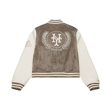 Women's Mitchell & Ness Brown New York Mets Cooperstown Full-Snap Varsity Jacket
