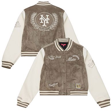 Women's Mitchell & Ness Brown New York Mets Cooperstown Full-Snap Varsity Jacket