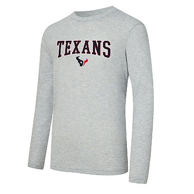 Men's Concepts Sport Navy/Heather Gray Houston Texans Regulate Long Sleeve T-Shirt and Plaid Pant Set