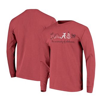 Women's Crimson Alabama Crimson Tide Christmas Elements Comfort Colors Long Sleeve T-Shirt