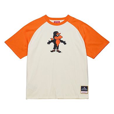 Women's Mitchell & Ness Cream Baltimore Orioles Boyfriend Raglan T-Shirt