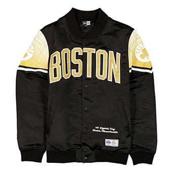 Men's New Era Black Boston Celtics 2025/26 City Edition Full-Snap Satin Jacket