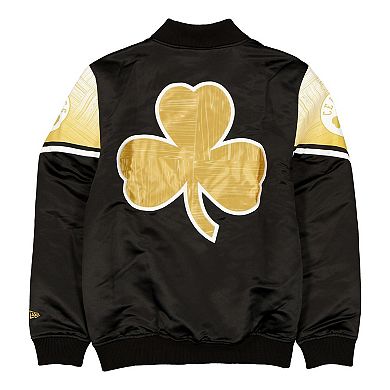 Men's New Era Black Boston Celtics 2025/26 City Edition Full-Snap Satin Jacket