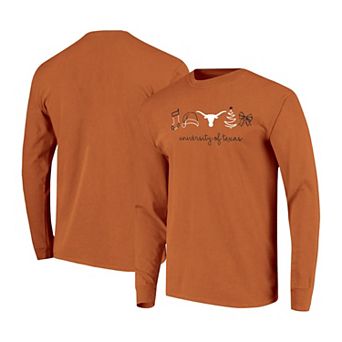 Women's Burnt Orange Texas Longhorns Christmas Elements Comfort Colors Long Sleeve T-Shirt