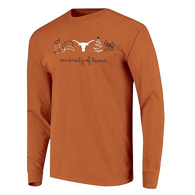 Women's Burnt Orange Texas Longhorns Christmas Elements Comfort Colors Long Sleeve T-Shirt