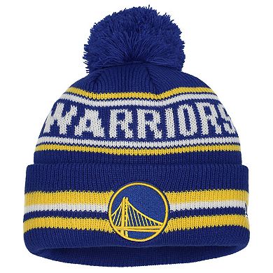 Youth New Era Royal Golden State Warriors Classic Cuffed Knit Hat with Pom