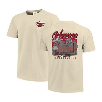 Men's Image One Natural Arkansas Razorbacks Comfort Colors Hand-Drawn Campus Stack T-Shirt