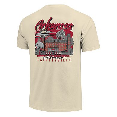 Men's Image One Natural Arkansas Razorbacks Comfort Colors Hand-Drawn Campus Stack T-Shirt