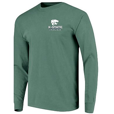 Men's Green Kansas State Wildcats Comfort Colors Merry Christmas Tree Long Sleeve T-Shirt