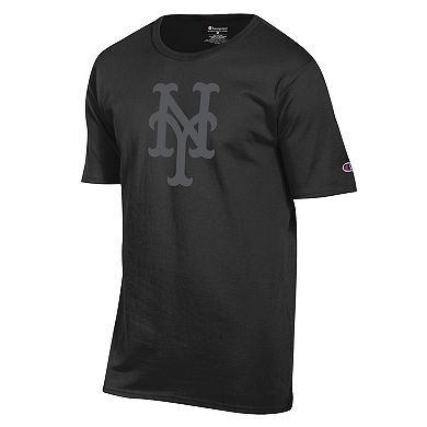 Men's Champion Black New York Mets Tonal Logo T-Shirt