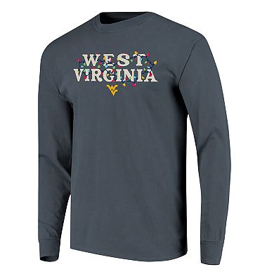 Women's Image One Denim West Virginia Mountaineers String Lights Comfort Color Long Sleeve T-Shirt