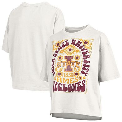 Women's Pressbox White Iowa State Cyclones Harmony Oversized Slub T-Shirt