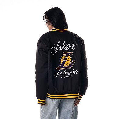 Unisex The Wild Collective Black Los Angeles Lakers Full-Snap Bomber Jacket