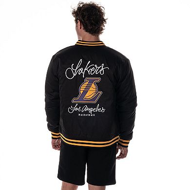 Unisex The Wild Collective Black Los Angeles Lakers Full-Snap Bomber Jacket