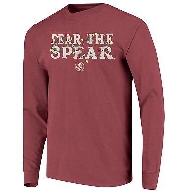 Women's Image One Maroon Florida State Seminoles String Lights Comfort Color Long Sleeve T-Shirt
