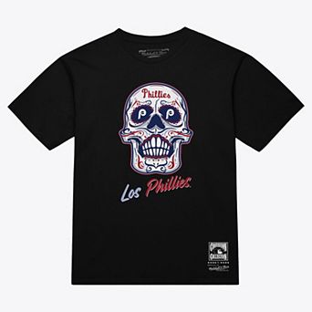 Women's Mitchell & Ness Black Philadelphia Phillies Sugar Skull Boxy T-Shirt