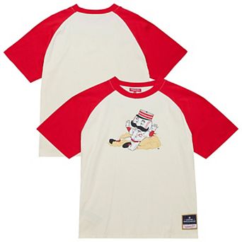 Women's Mitchell & Ness Cream Cincinnati Reds Boyfriend Raglan T-Shirt