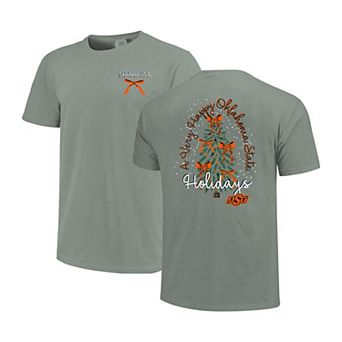 Women's Light Green Oklahoma State Cowboys Christmas Tree Comfort Colors T-Shirt