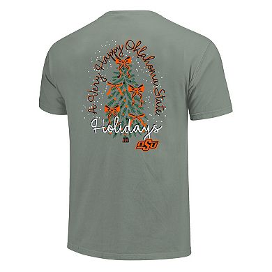 Women's Light Green Oklahoma State Cowboys Christmas Tree Comfort Colors T-Shirt