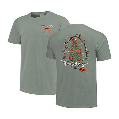 Women's Light Green Oklahoma State Cowboys Christmas Tree Comfort Colors T-Shirt