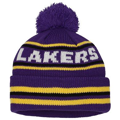Youth New Era Purple Los Angeles Lakers Classic Cuffed Knit Hat with Pom