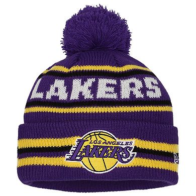 Youth New Era Purple Los Angeles Lakers Classic Cuffed Knit Hat with Pom