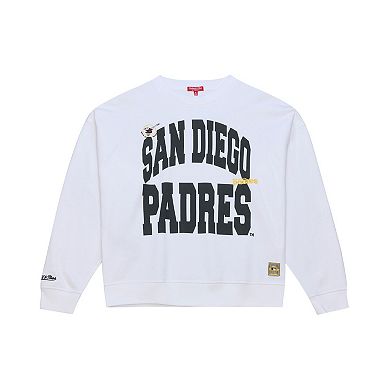 Women's Mitchell & Ness White San Diego Padres Oversized Cooperstown Sweatshirt