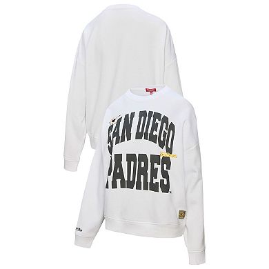 Women's Mitchell & Ness White San Diego Padres Oversized Cooperstown Sweatshirt