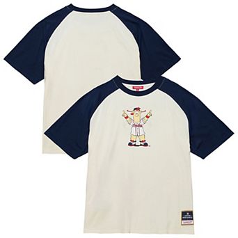Women's Mitchell & Ness Cream Atlanta Braves Boyfriend Raglan T-Shirt