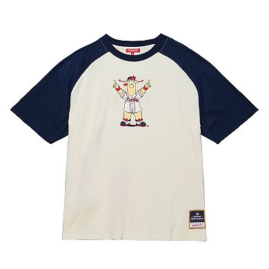 Women's Mitchell & Ness Cream Atlanta Braves Boyfriend Raglan T-Shirt