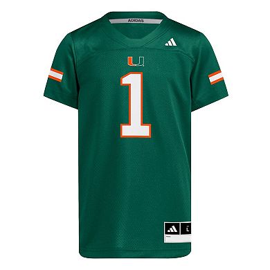 Youth adidas #1 Green Miami Hurricanes Replica Jersey