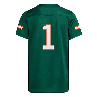 Youth adidas #1 Green Miami Hurricanes Replica Jersey