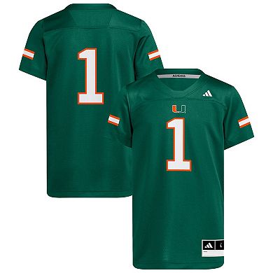 Youth adidas #1 Green Miami Hurricanes Replica Jersey