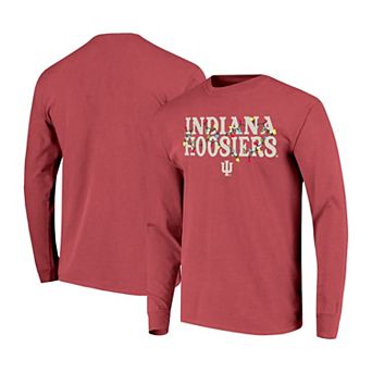Women's Image One Crimson Indiana Hoosiers String Lights Comfort Color Long Sleeve T-Shirt