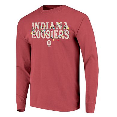 Women's Image One Crimson Indiana Hoosiers String Lights Comfort Color Long Sleeve T-Shirt