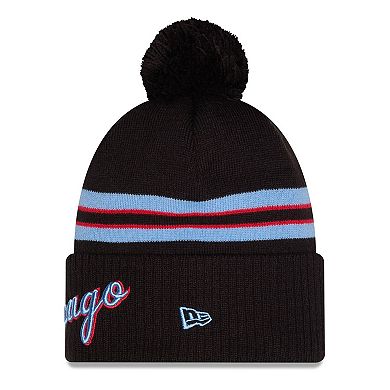 Men's New Era Black Chicago Bulls 2025/26 City Edition Cuffed Knit Hat with Pom