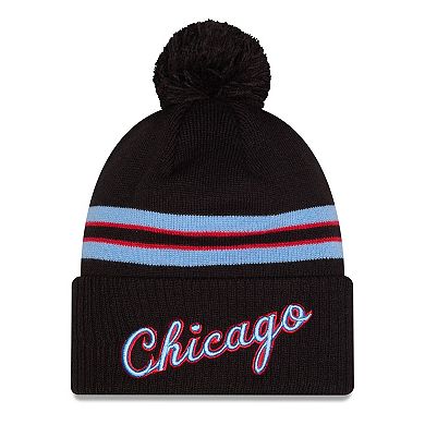 Men's New Era Black Chicago Bulls 2025/26 City Edition Cuffed Knit Hat with Pom